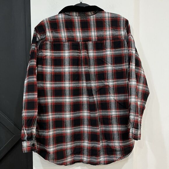 Basic Editions Holiday Women’s Plaid Button Up Shirt Embroidered Wreaths XL - Picture 6 of 6